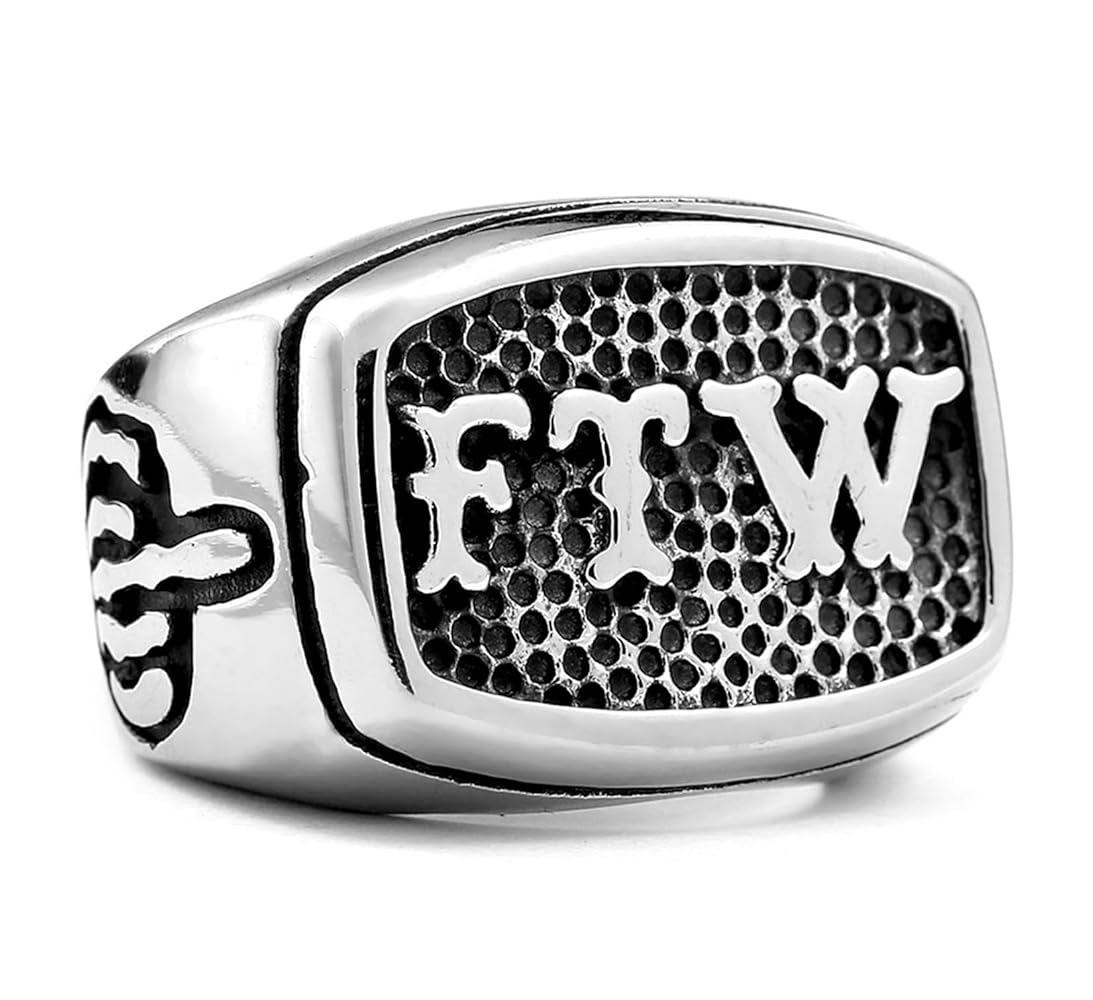 Amazon.co.jp: PW 精良SUS316L製 シルバー銀色 パンク風 FTW